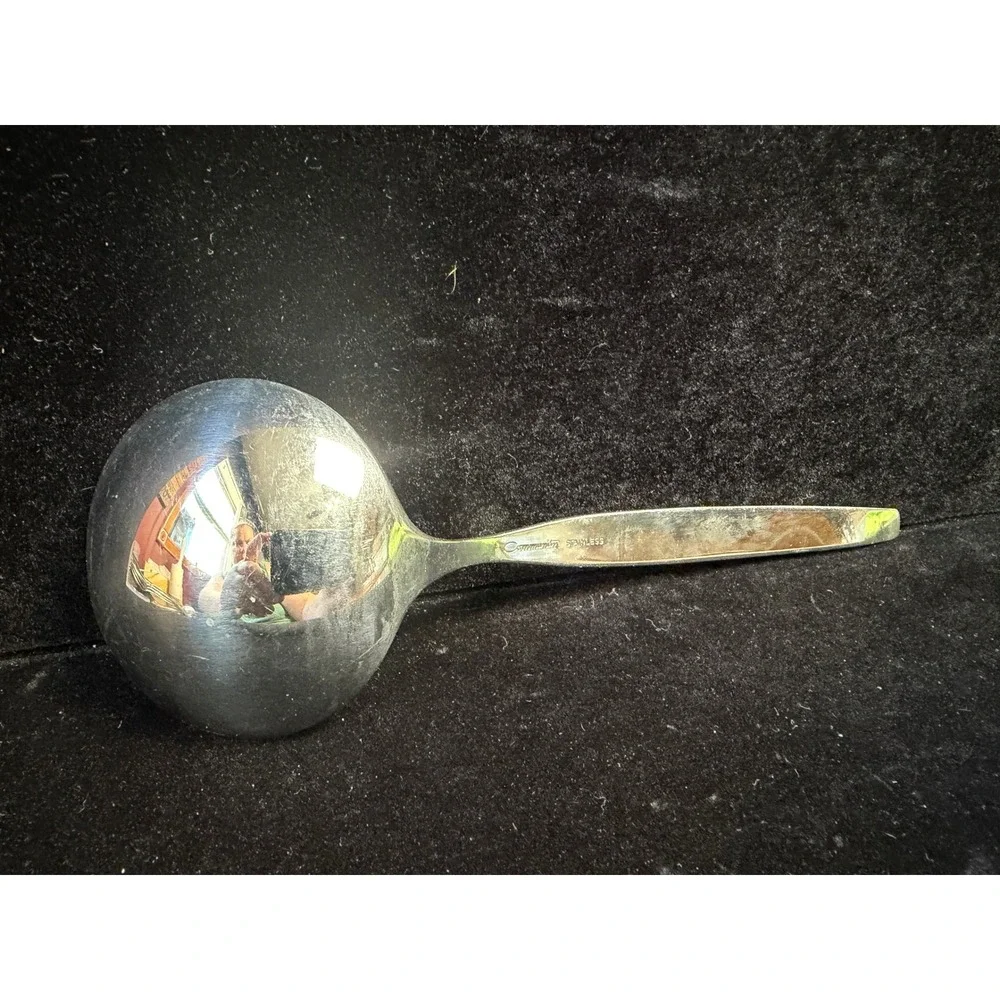 Oneida Community Stainless Frost Fire Ladle Mid Century Modern Gravy Ladle